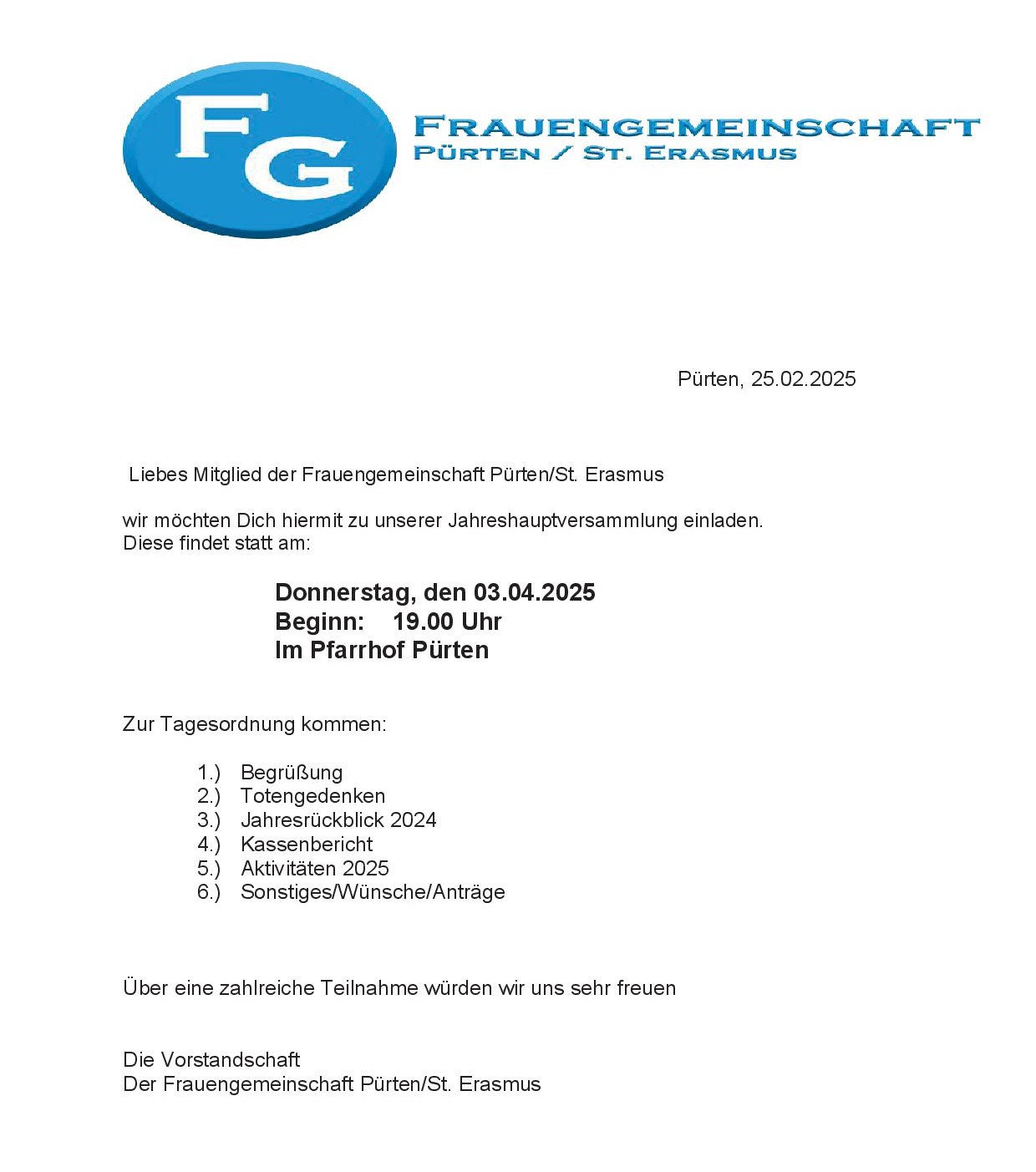 Einladung FG JH 2025