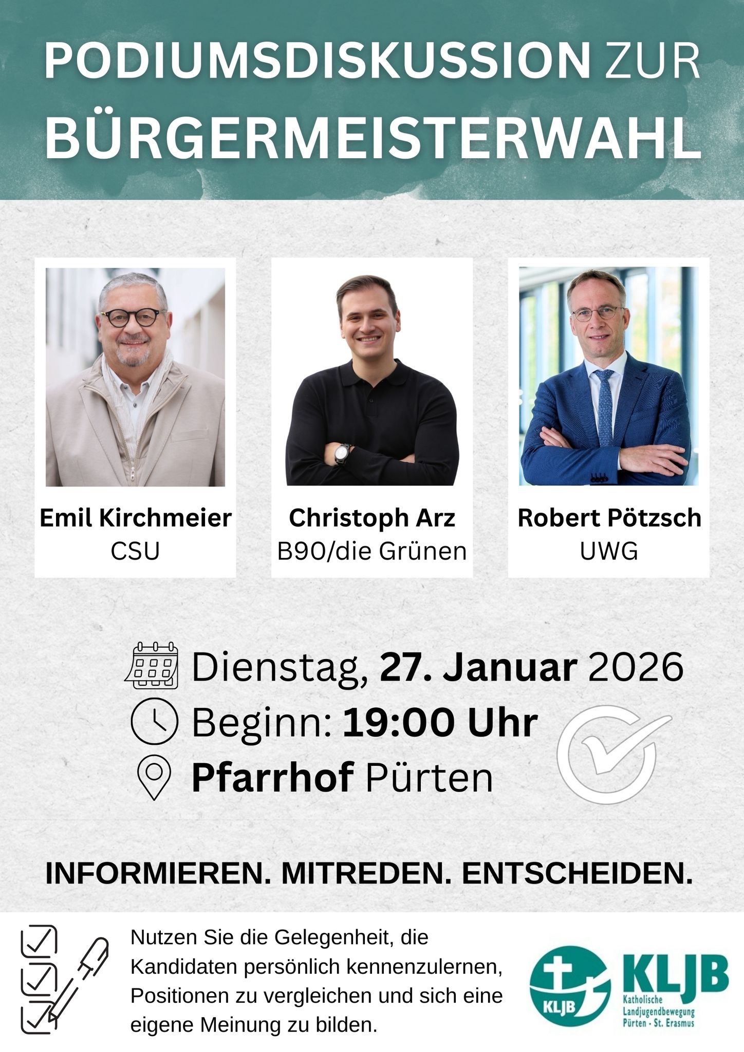 Podiumsdiskussion zur Burgermeisterwahl 2026